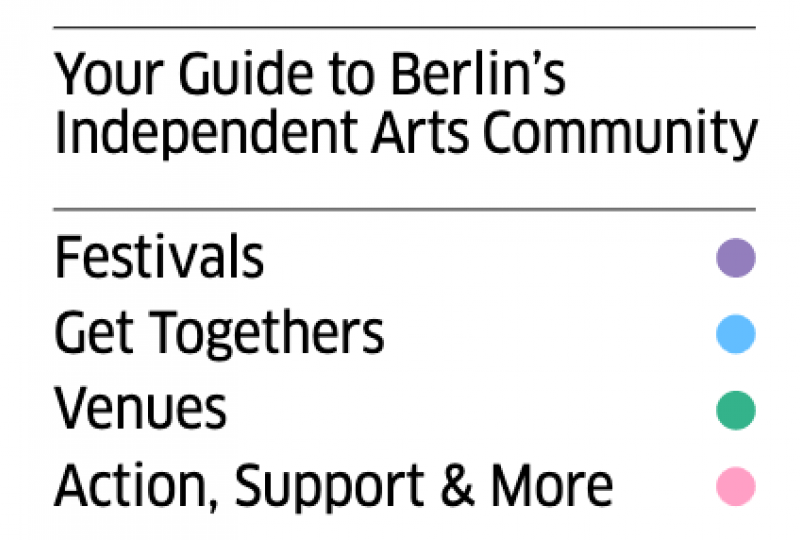 Cover des Performing Arts Guide mit der Aufschrift: "Your Guide to Berlin's Independent Arts Community"